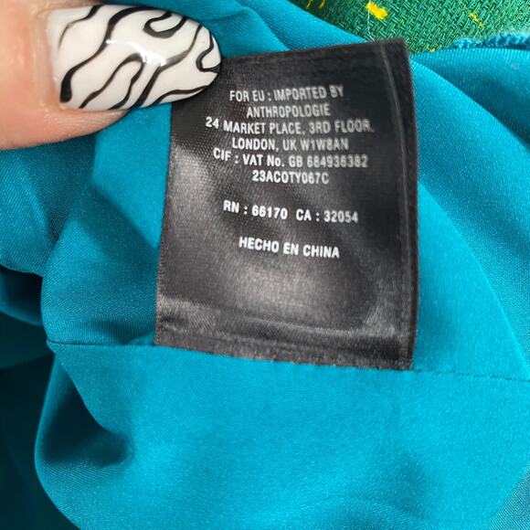 Anthro Vanessa Virginia Hibiscus Sleeveless Shift Sheath Dress Green 2 - Picture 8 of 9